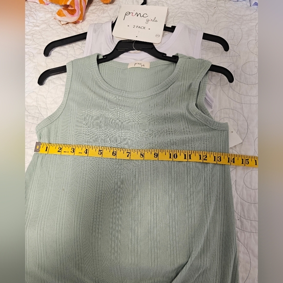Pinc Girls Green & White Tank Tops Girls Size  10/12 NWT - Picture 2 of 9